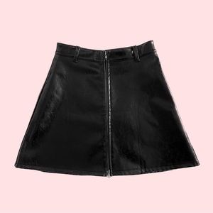 NWOT Disturbia Black Vegan Leather Zip Skirt